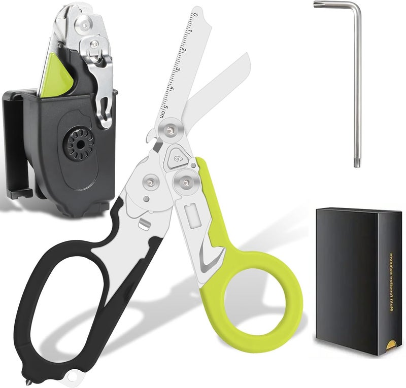 Lemasa 6-in-1 trauma shears - emergency responders, outdoor emergencies, medical staff, and outdoor camping, Gift box packaging with scissors storage K sheaths (dark green) - Image 1